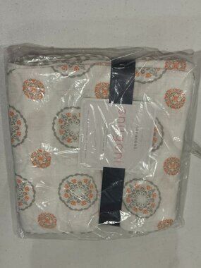 NEW Saranoni Snugoni - Two Muslin Blankets 47" x 47"-Orange Gray Medallion